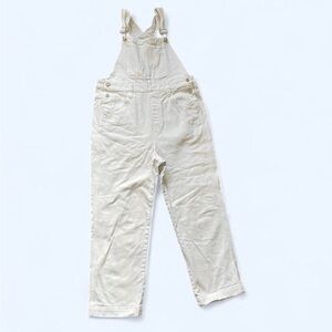 Madewell White Denim Overalls Size Large -FLAW-Tie-Dye Project